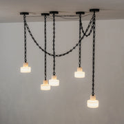 Alabaster Cylindrical Cluster Chain Chandelier