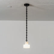 Alabaster Cylindrical Cluster Chain Chandelier