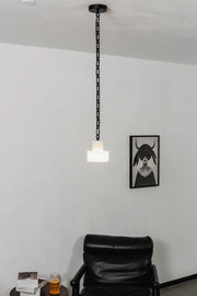Alabaster Cylindrical Cluster Chain Chandelier