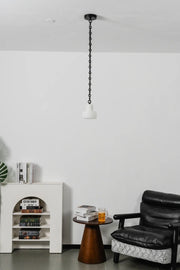 Alabaster Cylindrical Cluster Chain Chandelier