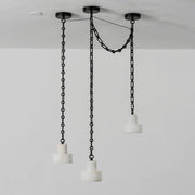 Alabaster Cylindrical Cluster Chain Chandelier