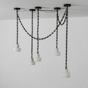 Alabaster Cylindrical Cluster Chain Chandelier