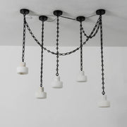 Alabaster Cylindrical Cluster Chain Chandelier