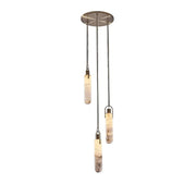Alabaster Cylindrical Draped Chain Chandelier