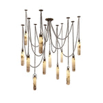 Alabaster Cylindrical Draped Chain Chandelier