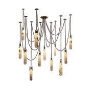 Alabaster Cylindrical Draped Chain Chandelier