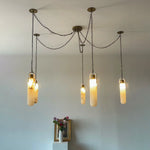 Alabaster Cylindrical Draped Chain Chandelier