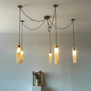 Alabaster Cylindrical Draped Chain Chandelier