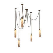 Alabaster Cylindrical Draped Chain Chandelier