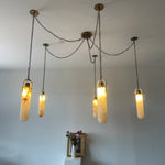 Alabaster Cylindrical Draped Chain Chandelier