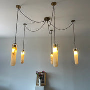 Alabaster Cylindrical Draped Chain Chandelier
