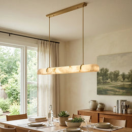 Alabaster Linear Brass Chandelier — image 2