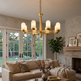 Alabaster Luxury Moonshade Brass Chandelier — image 2