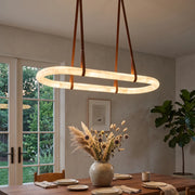 Alabaster Round Leather Chandelier