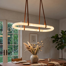 Alabaster Round Leather Chandelier