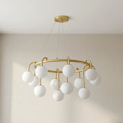 Alabaster Sphere Ring Chandelier