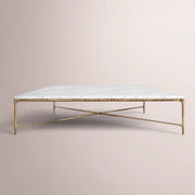 Caloria Thaddeus Marble Square Coffee Table — CARRARA MARBLE-BRASS / 52