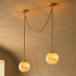 Alabaster Spherical Chain Chandelier
