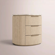 Sopravelle Emperador Closed Bedside Table — WHITEWASHED OAK / WHITE MARBLE
