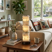 Cylinder Calla Alabaster Stacking Table Lamp