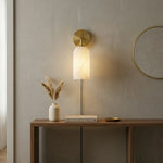 Cylindrical Alabaster Plug-in Wall Sconce