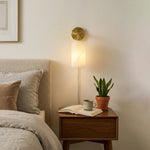 Cylindrical Alabaster Plug-in Wall Sconce