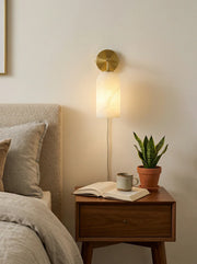 Cylindrical Alabaster Plug-in Wall Sconce