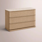 Liromelle Emperador Closed Nightstand — LIGHT BRUSHED OAK / CREMA EMPERADOR MARBLE / 38