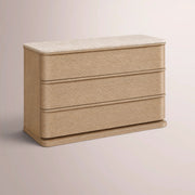 Liromelle Emperador Closed Nightstand — LIGHT BRUSHED OAK / CREMA EMPERADOR MARBLE / 38