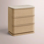 Liromelle Emperador Closed Nightstand — LIGHT BRUSHED OAK / CREMA EMPERADOR MARBLE / 20