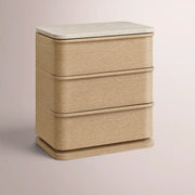 Liromelle Emperador Closed Nightstand — LIGHT BRUSHED OAK / CREMA EMPERADOR MARBLE / 20
