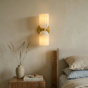 Dual Alabaster Pillar Wall Sconce