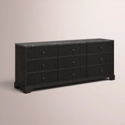 Celorin Emperador Reeded Drawer Dresser — BLACK OAK-BLACK MARBLE / 9-DRAWER DRESSER