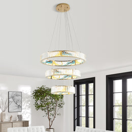 Marin Colorful 3 Tiers Round Crystal Chandelier