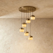 Elin Capped Alabaster Drum Pendant Light