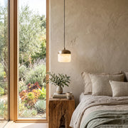 Elin Capped Alabaster Drum Pendant Light