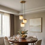 Elin Capped Alabaster Drum Pendant Light