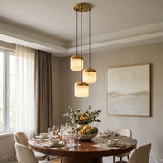 Elin Capped Alabaster Drum Pendant Light