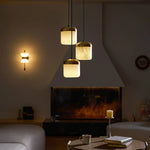 Elin Capped Alabaster Drum Pendant Light