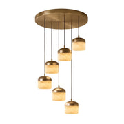 Elin Capped Alabaster Drum Pendant Light
