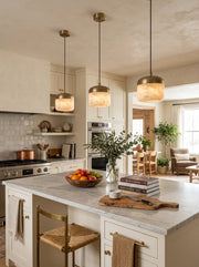 Elin Capped Alabaster Drum Pendant Light