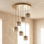Elin Capped Alabaster Drum Pendant Light