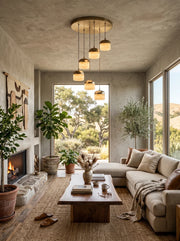 Elin Capped Alabaster Drum Pendant Light