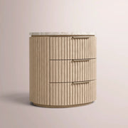 Sopravelle Emperador Closed Bedside Table — GREIGE OAK / GREY MARBLE