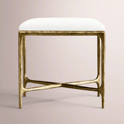 Caloria Fabric Stool — FORGED BRASS / SNOW WHITE