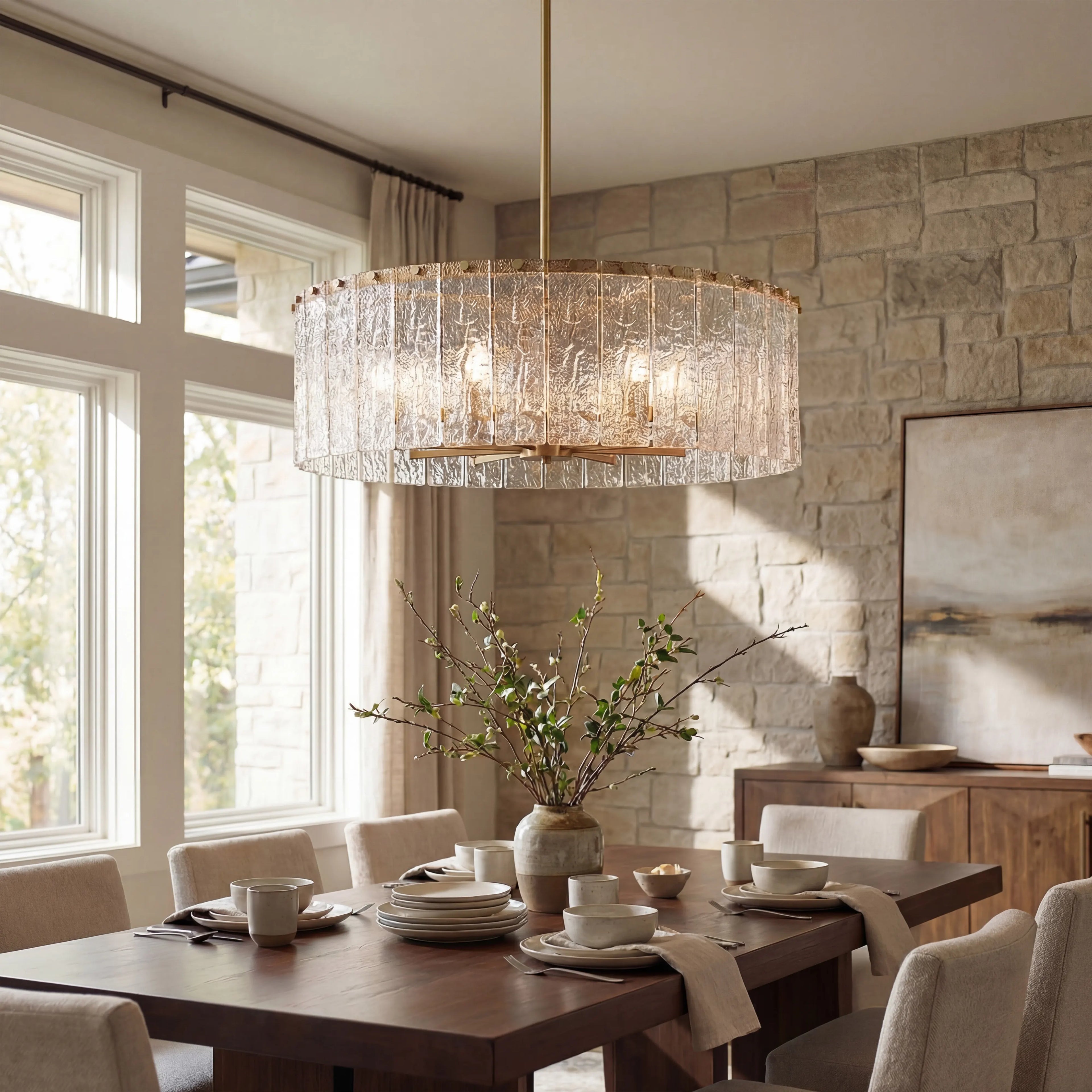 Aura Round Glass Chandelier 27”D 32“D