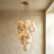 Grape-Shaped Alabaster Cluster Chandelier