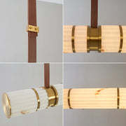 Halden Leather Strap Alabaster Linear Chandelier