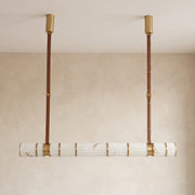Halden Leather Strap Alabaster Linear Chandelier