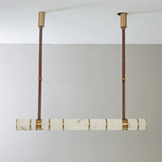 Halden Leather Strap Alabaster Linear Chandelier